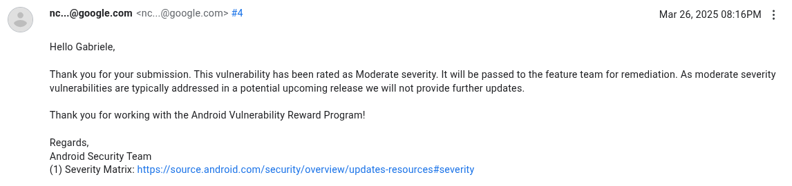 google first response